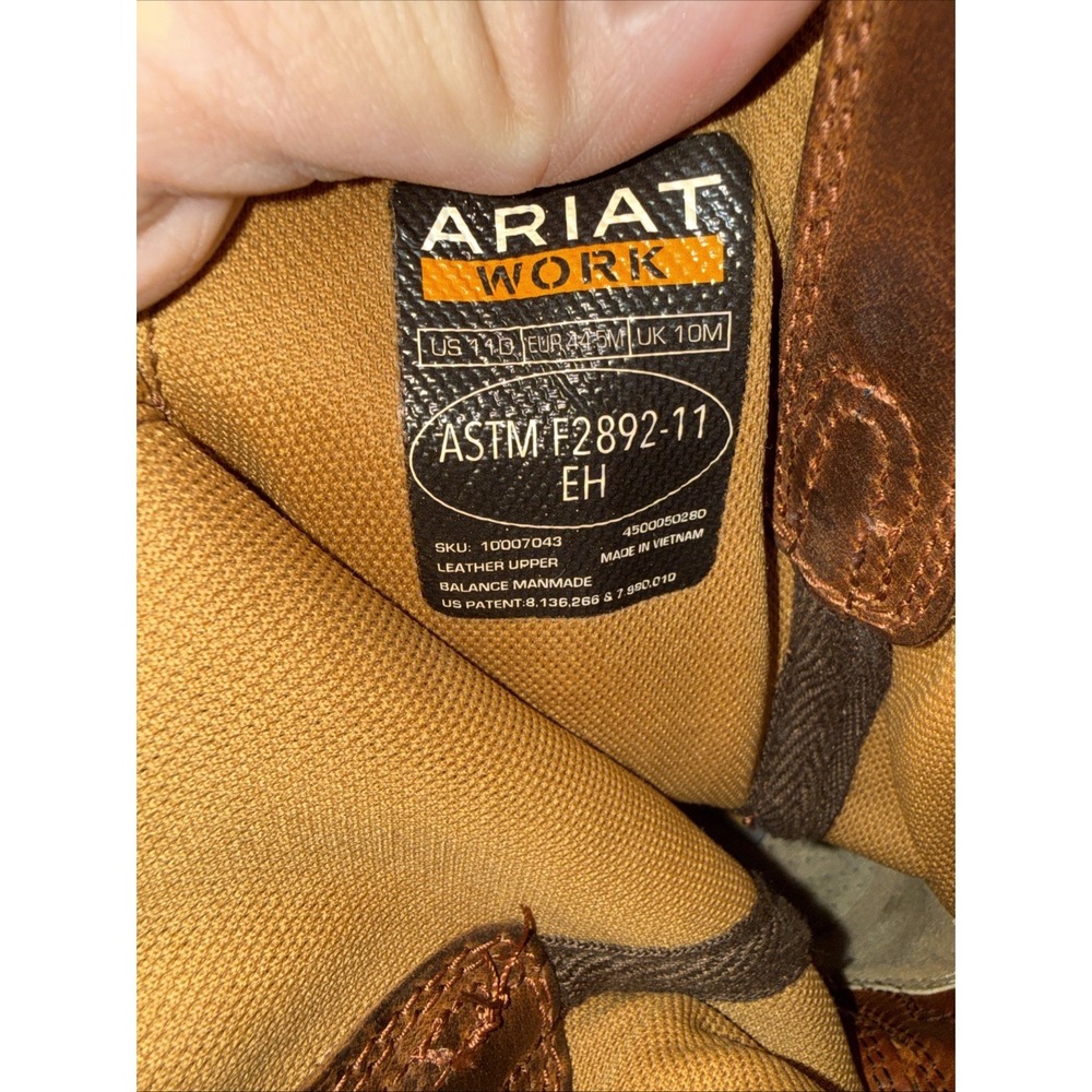 Ariat Groundbreaker Men's Wide Square Toe Work Boot, Brown 11D - Picture 9 of 9